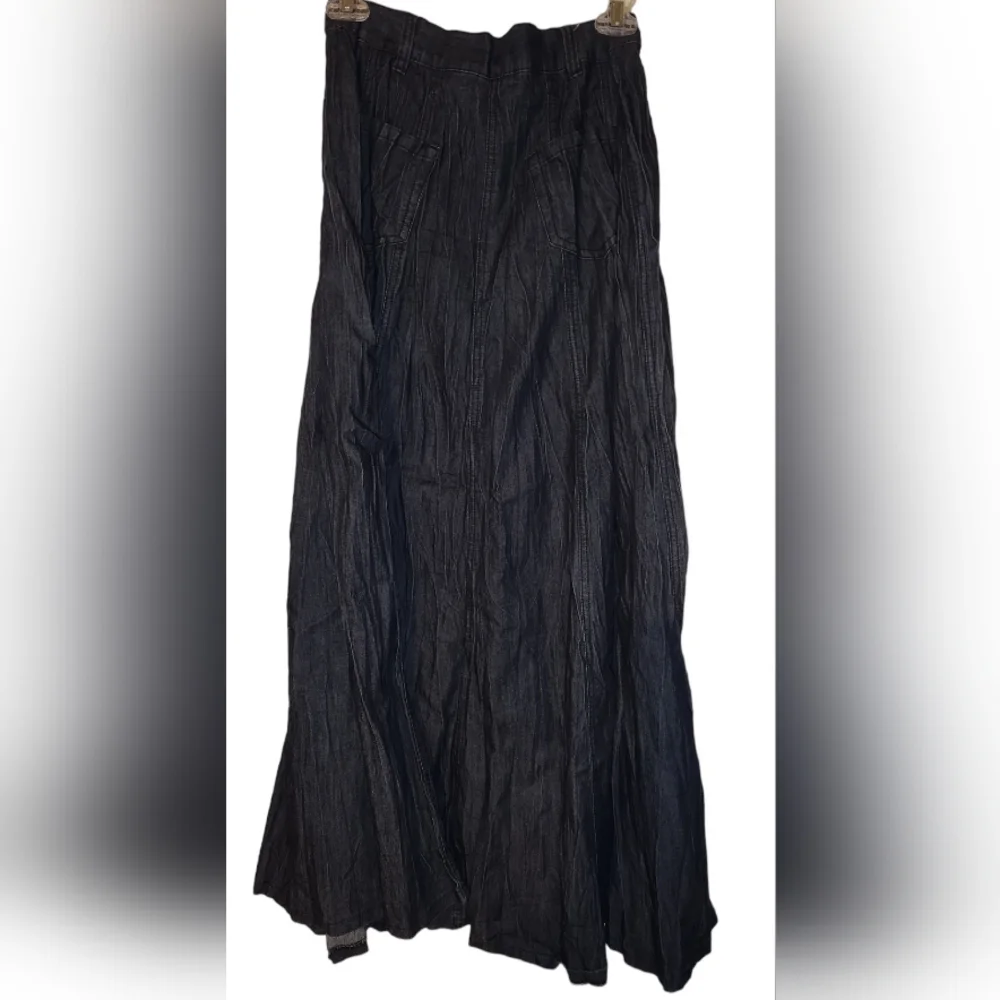 NWOT V Cristina Designer Pleated Denim Maxi Skirt - Picture 2 of 3